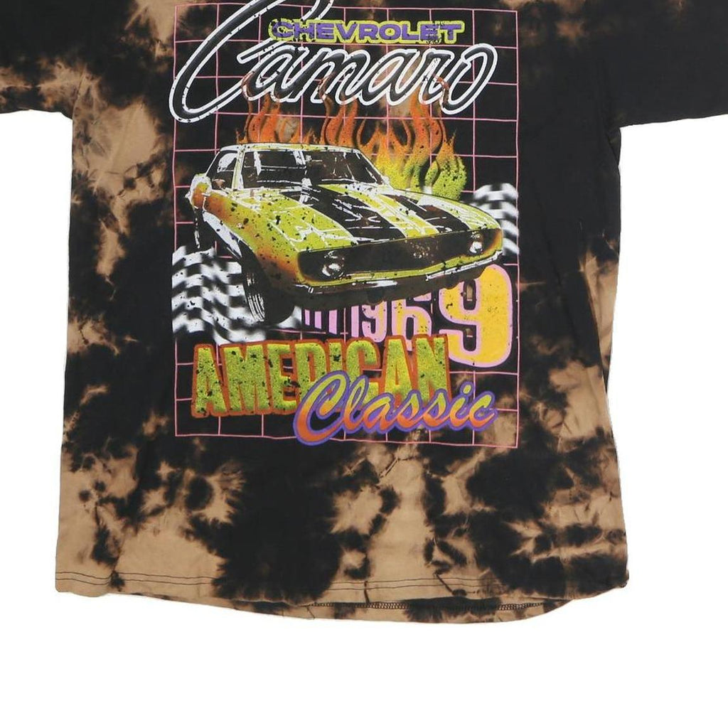 CHEMISTRY Mens Black & Brown Tie Dye Chevrolet Camaro Graphic T-Shirt L Crew