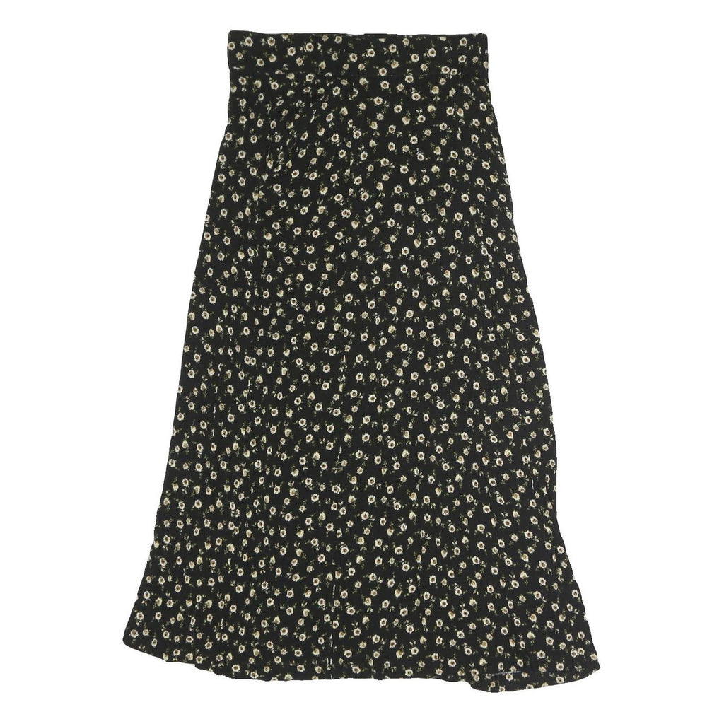 FIELD DAY Womens Black Floral Midi Polyester Blend Pleated Skirt Size S