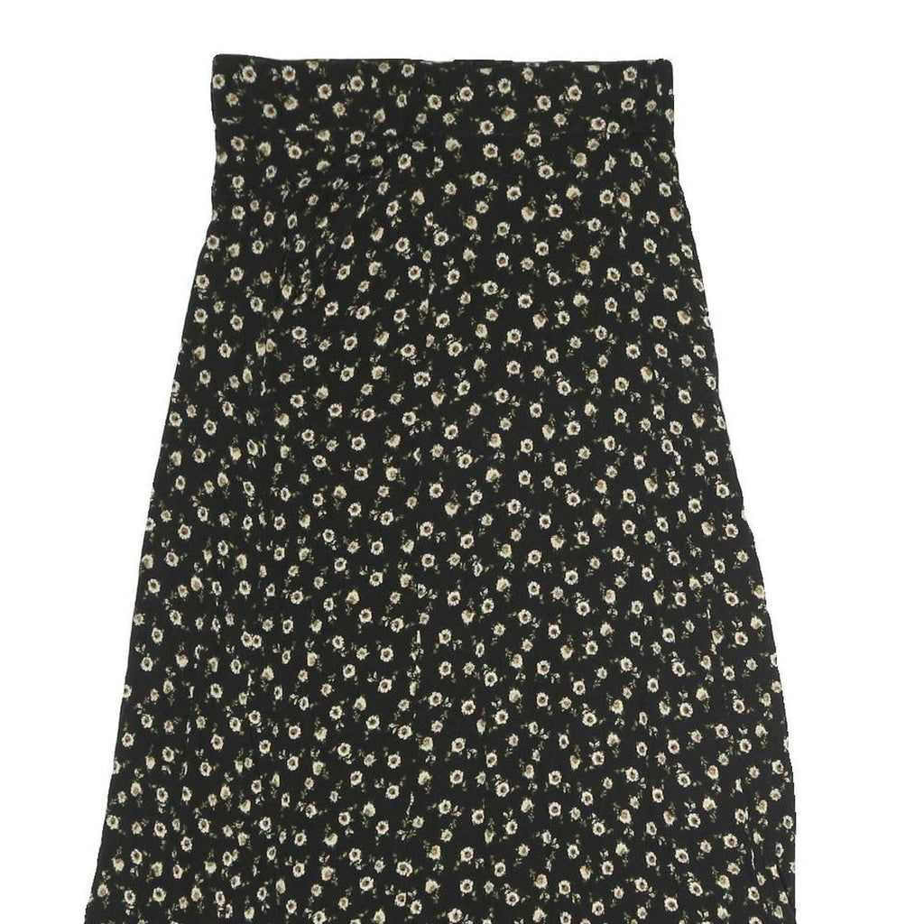 FIELD DAY Womens Black Floral Midi Polyester Blend Pleated Skirt Size S