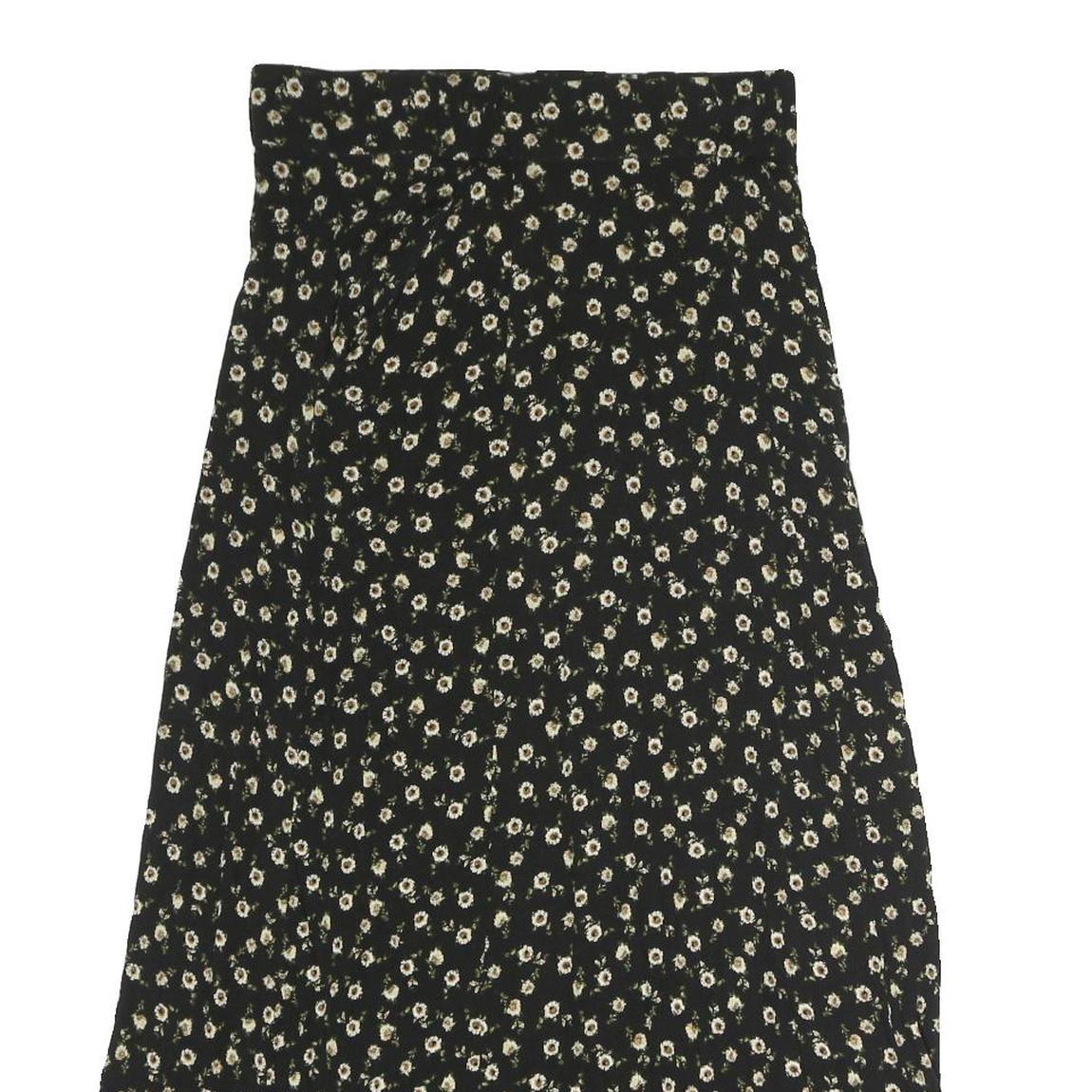 FIELD DAY Womens Black Floral Midi Polyester Blend Pleated Skirt Size S