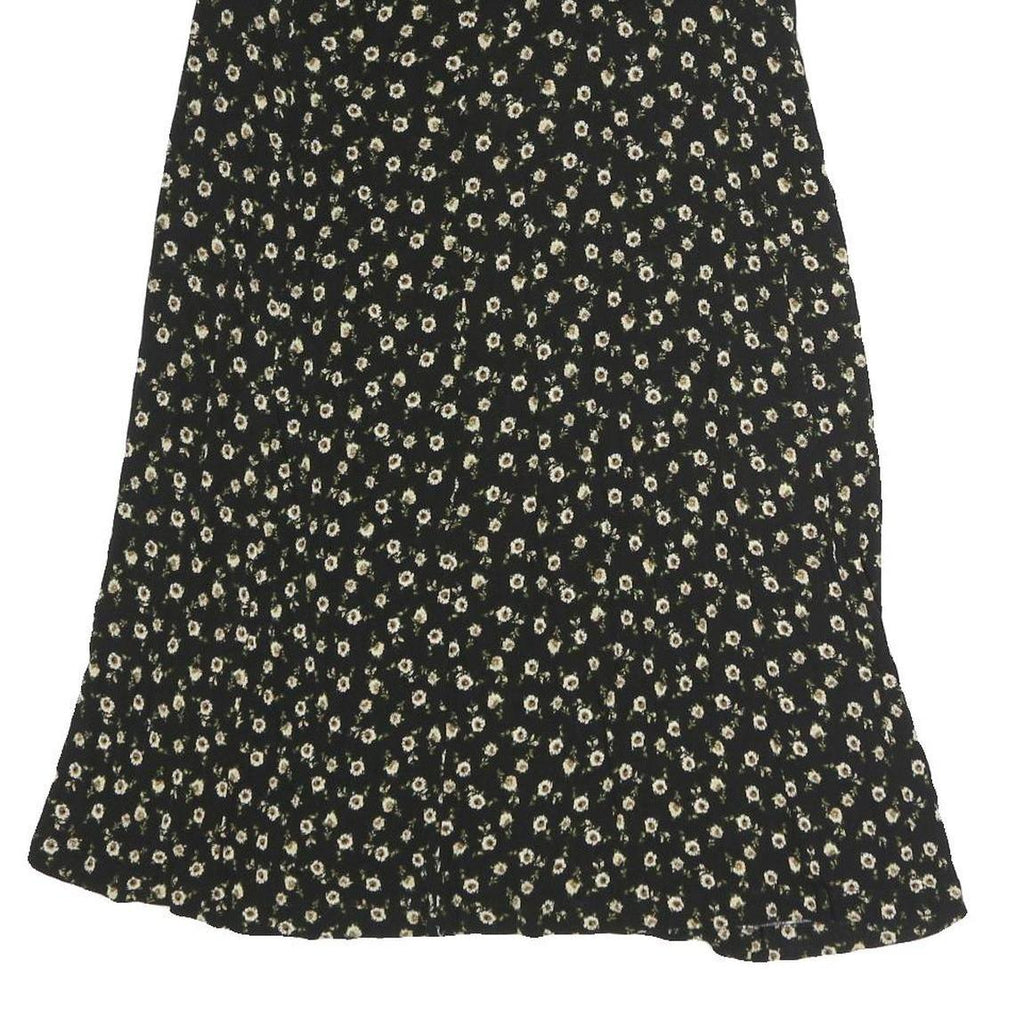 FIELD DAY Womens Black Floral Midi Polyester Blend Pleated Skirt Size S