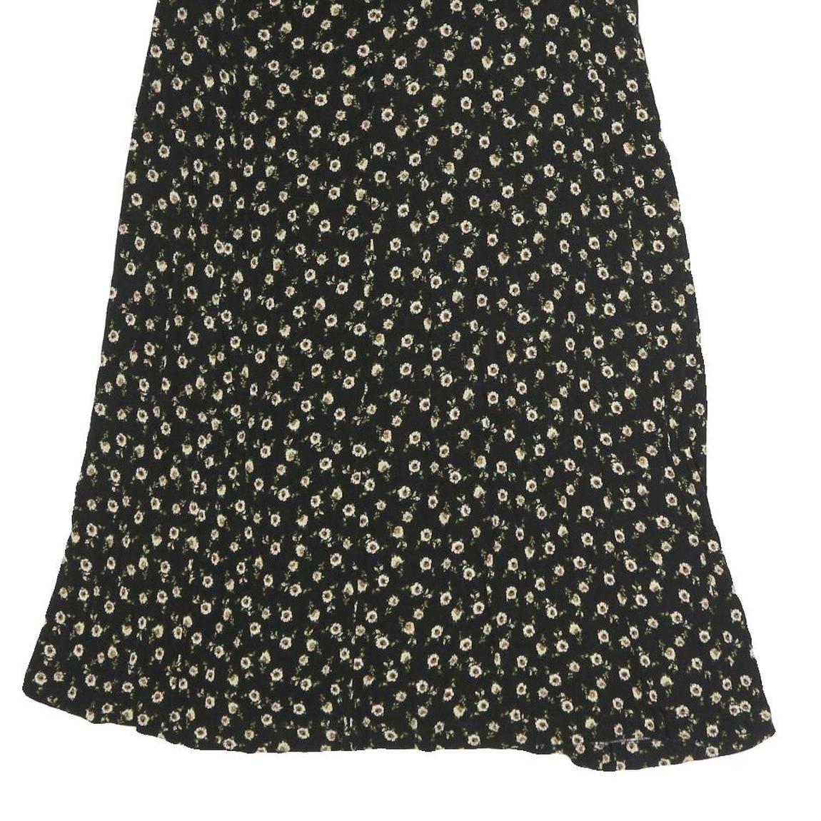 FIELD DAY Womens Black Floral Midi Polyester Blend Pleated Skirt Size S
