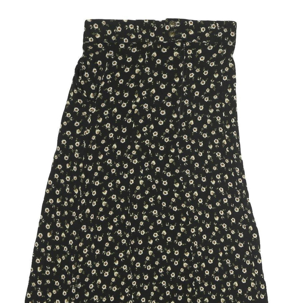 FIELD DAY Womens Black Floral Midi Polyester Blend Pleated Skirt Size S