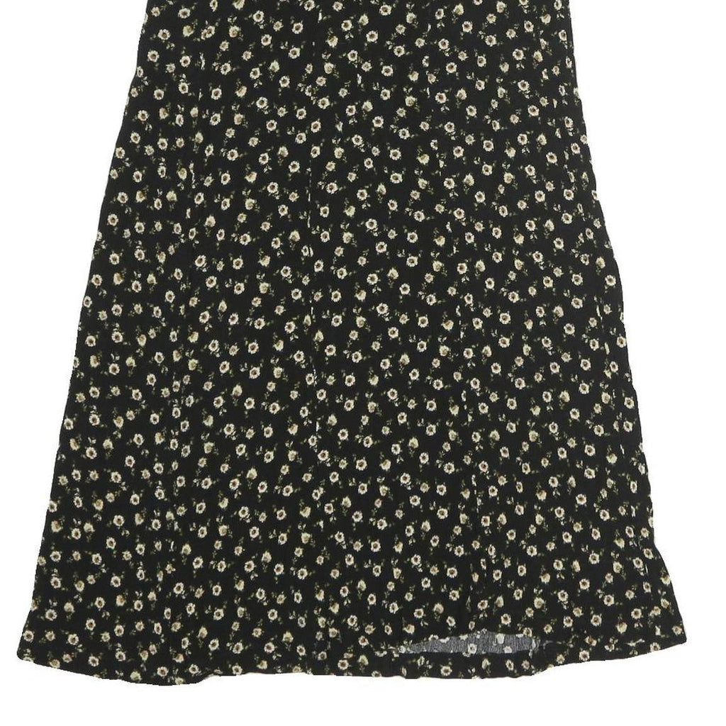 FIELD DAY Womens Black Floral Midi Polyester Blend Pleated Skirt Size S
