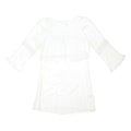 MARKS & SPENCER Womens White Day Dress Cotton Blend Woven Scoop Neck 3/4 Sleeve