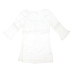 MARKS & SPENCER Womens White Day Dress Cotton Blend Woven Scoop Neck 3/4 Sleeve