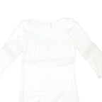 MARKS & SPENCER Womens White Day Dress Cotton Blend Woven Scoop Neck 3/4 Sleeve