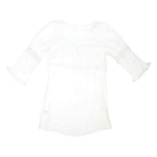 MARKS & SPENCER Womens White Day Dress Cotton Blend Woven Scoop Neck 3/4 Sleeve
