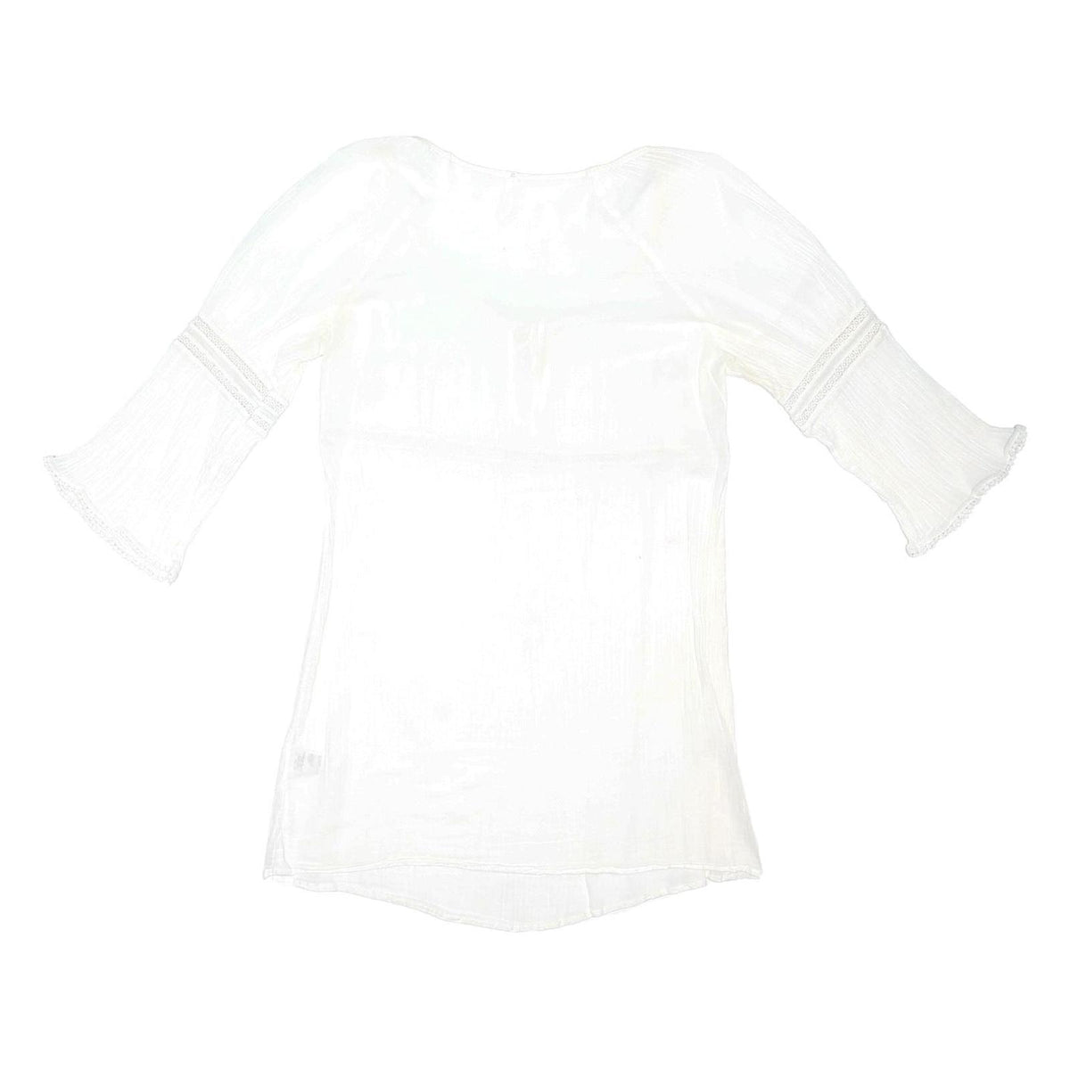 MARKS & SPENCER Womens White Day Dress Cotton Blend Woven Scoop Neck 3/4 Sleeve
