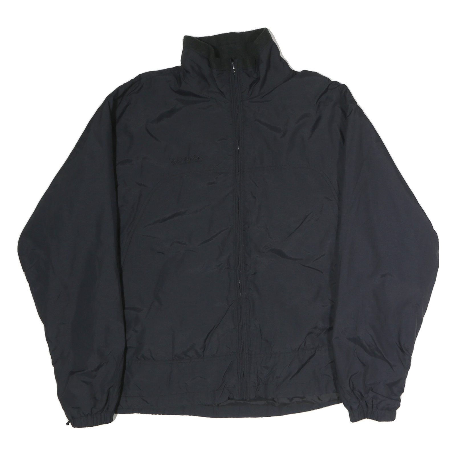 COLUMBIA Mens Black Jacket L Polyester Plain Zip Outdoor Lightweight Sportswear