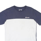 BERGHAUS Mens Blue & White Graphic T-Shirt L Short Sleeve Crew Neck Casual Wear