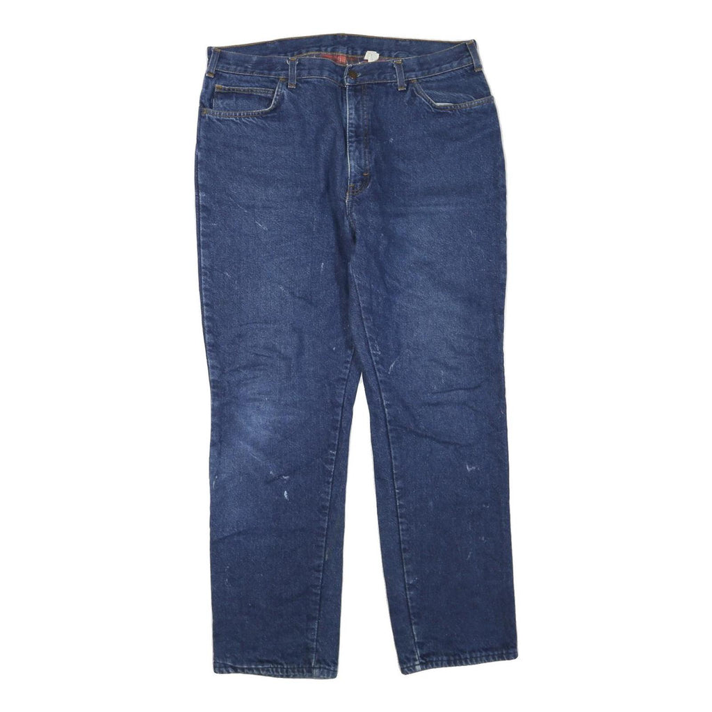 DICKIES Mens Jeans Blue Regular Straight Denim Medium W38 L32 Classic Zip Casual