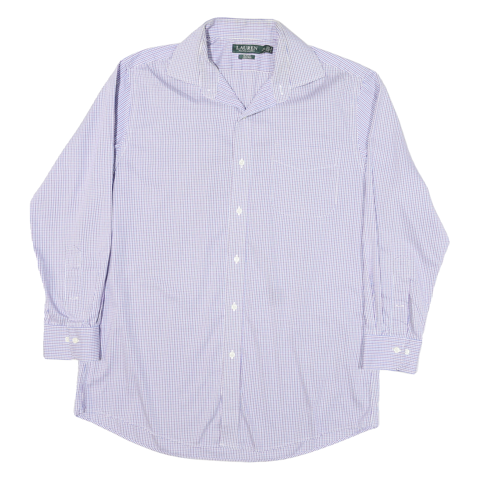 LAUREN RALPH LAUREN Mens Blue & White Check Shirt L Classic Button Down Collar