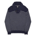 HILFIGER DENIM Mens Navy Blue & White Striped Patterned Shawl Collar Pullover