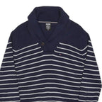 HILFIGER DENIM Mens Navy Blue & White Striped Patterned Shawl Collar Pullover