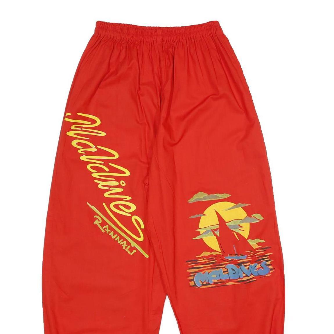 Womens Red Printed Relaxed Regular Fit Jogger Trousers W20 L28 Casual Comfort