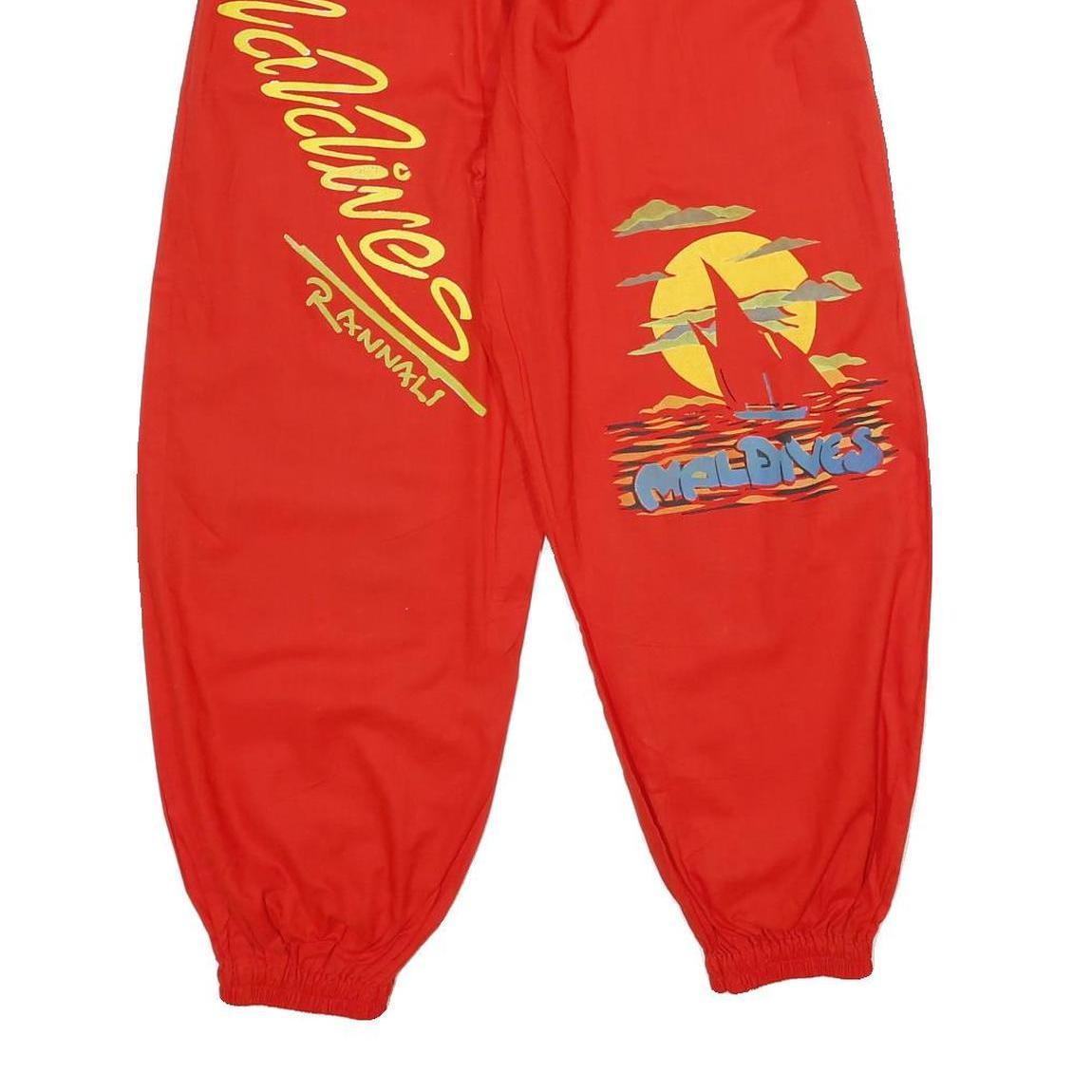 Womens Red Printed Relaxed Regular Fit Jogger Trousers W20 L28 Casual Comfort