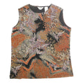 LAURA ASHLEY Womens Black & Orange Printed Sleeveless Top S Cotton Blend