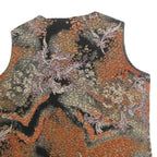 LAURA ASHLEY Womens Black & Orange Printed Sleeveless Top S Cotton Blend