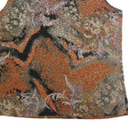 LAURA ASHLEY Womens Black & Orange Printed Sleeveless Top S Cotton Blend