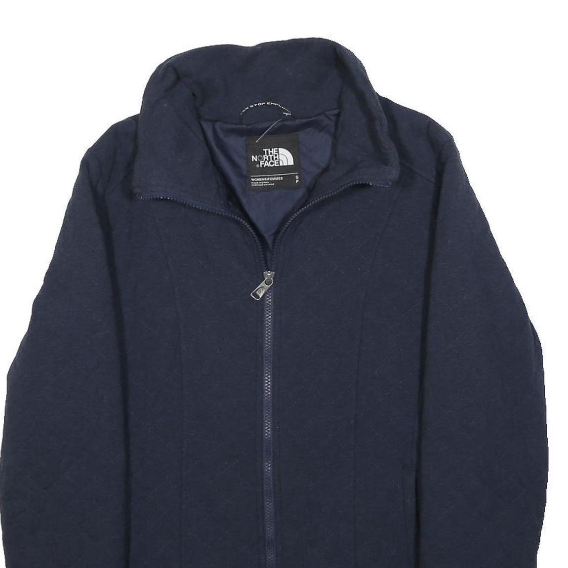 THE NORTH FACE Womens Navy Blue Jacket S Cotton Blend Quilted Zip Front Casual