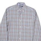 NAUTICA Mens Blue & Brown Check Shirt S Classic Fit Casual Cotton Blend