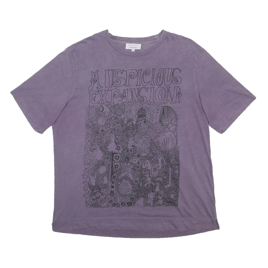 & OTHER STORIES Womens Purple Graphic T-Shirt L Short Sleeve Crew Neck Cotton