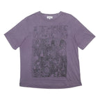 & OTHER STORIES Womens Purple Graphic T-Shirt L Short Sleeve Crew Neck Cotton