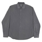 CALVIN KLEIN Mens Black & White Stripe Shirt XL Long Sleeve Cotton Blend