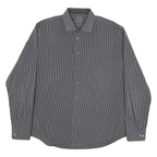 CALVIN KLEIN Mens Black & White Stripe Shirt XL Long Sleeve Cotton Blend