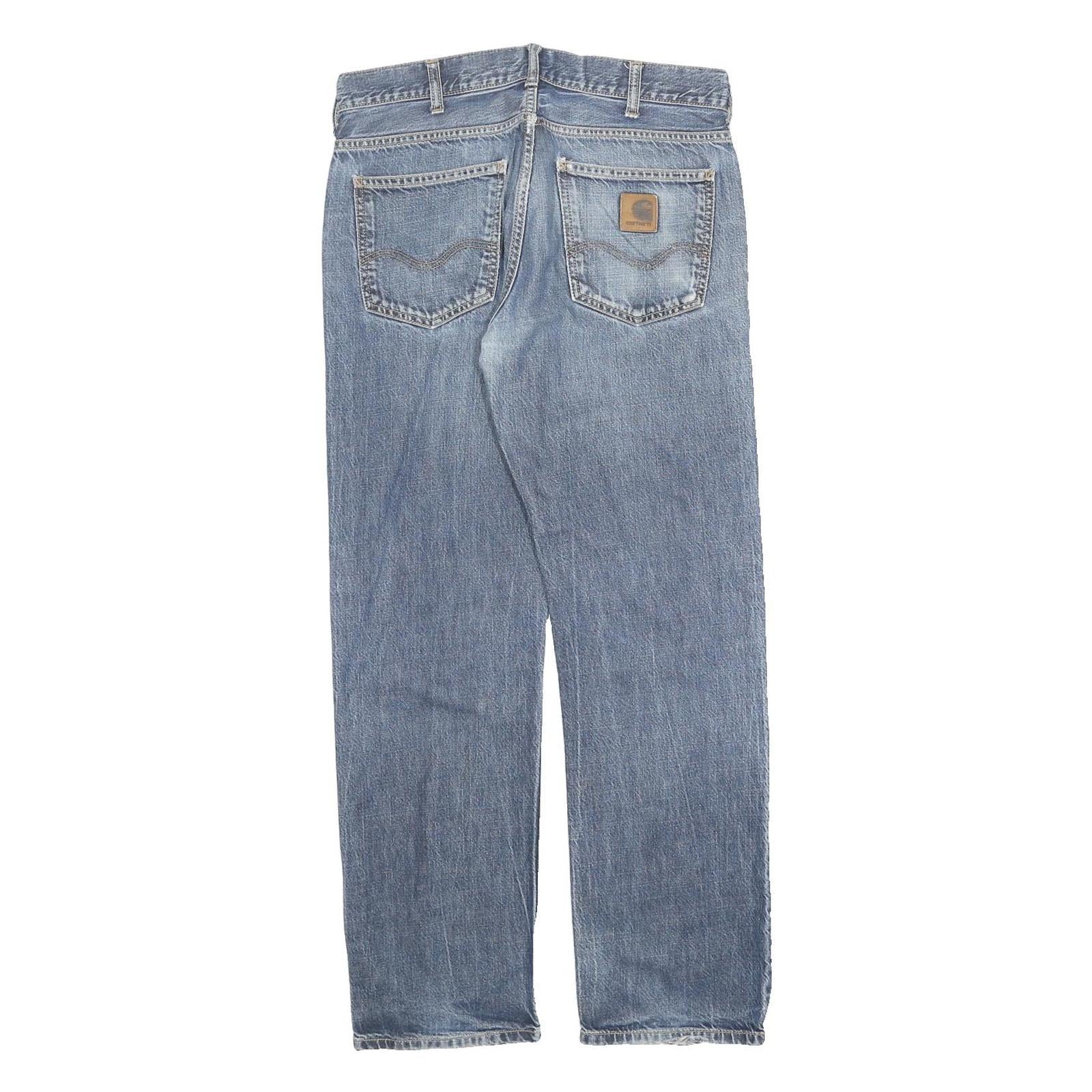 CARHARTT Mens Jeans Blue Regular Straight Denim Medium W31 L32 Button Closure