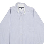 TOMMY HILFIGER Mens Blue Slim Fit Cotton Shirt M Striped Casual Button-Down