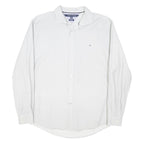 TOMMY HILFIGER Mens White Cotton Blend Shirt XL Casual Classic Long Sleeve