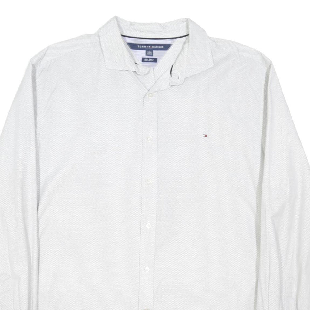 TOMMY HILFIGER Mens White Cotton Blend Shirt XL Casual Classic Long Sleeve