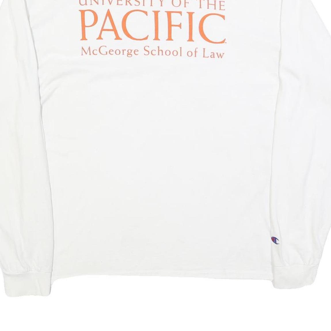 CHAMPION Mens White University Of The Pacific Graphic T-Shirt XL Long Sleeve