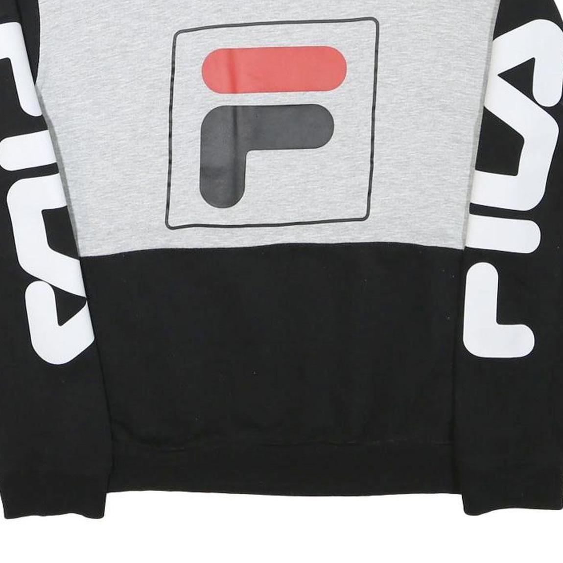 FILA Mens Grey & Black Logo Crew Neck M Sweatshirt Cotton Blend Casual Comfort