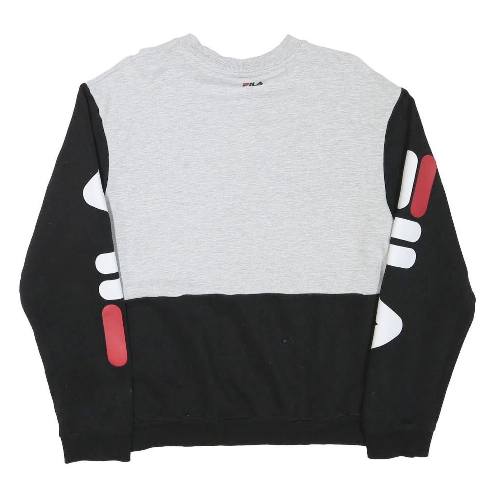 FILA Mens Grey & Black Logo Crew Neck M Sweatshirt Cotton Blend Casual Comfort