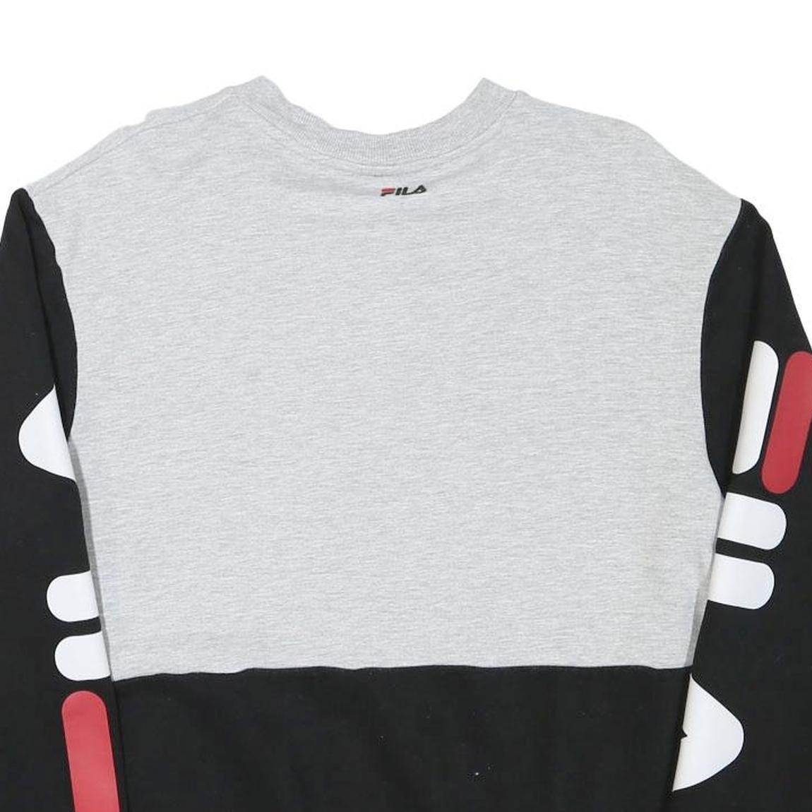 FILA Mens Grey & Black Logo Crew Neck M Sweatshirt Cotton Blend Casual Comfort