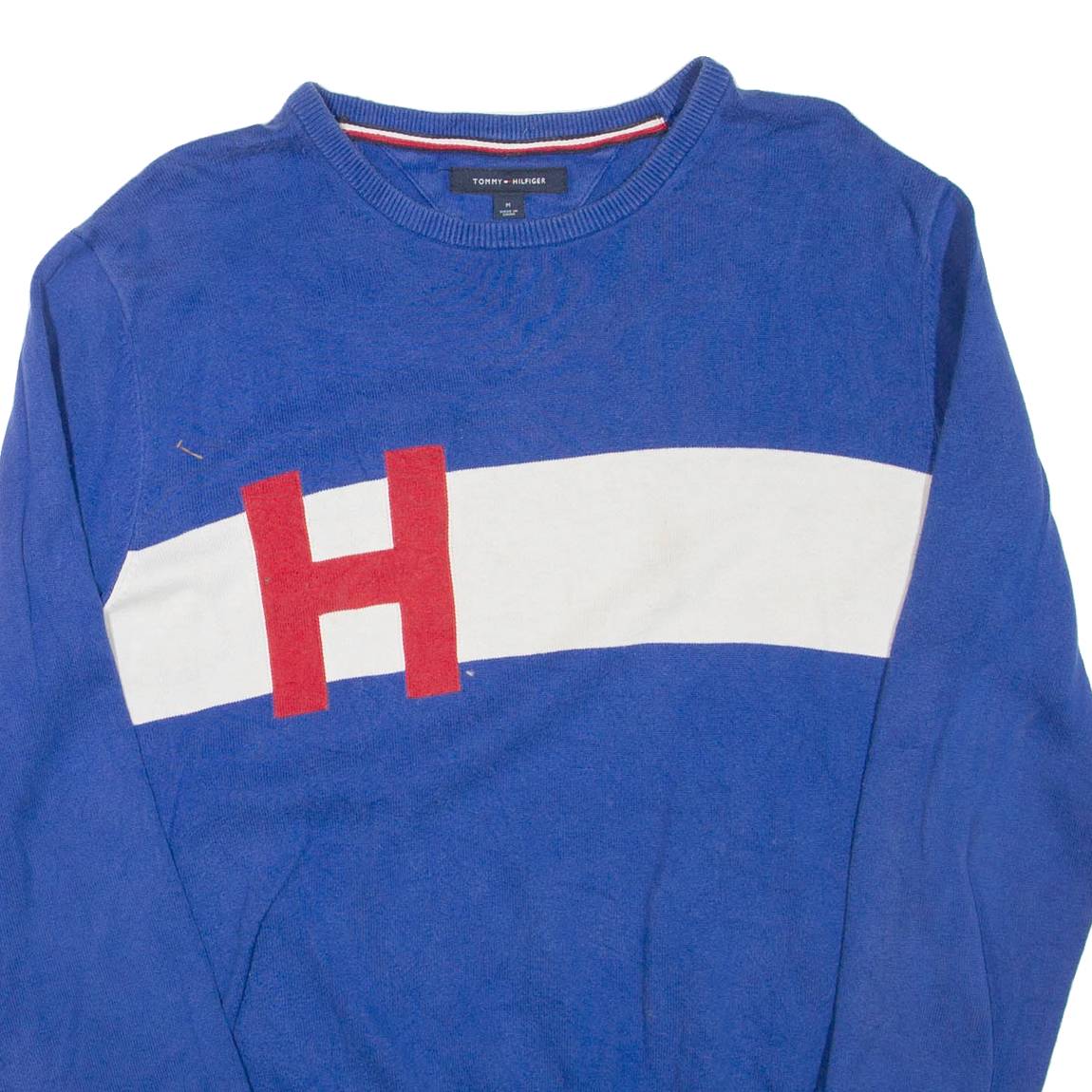 TOMMY HILFIGER Mens Jumper Blue Tight Knit M