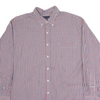 TOMMY HILFIGER Mens Red & Blue Check Shirt 2XL Cotton Button Down Casual Smart