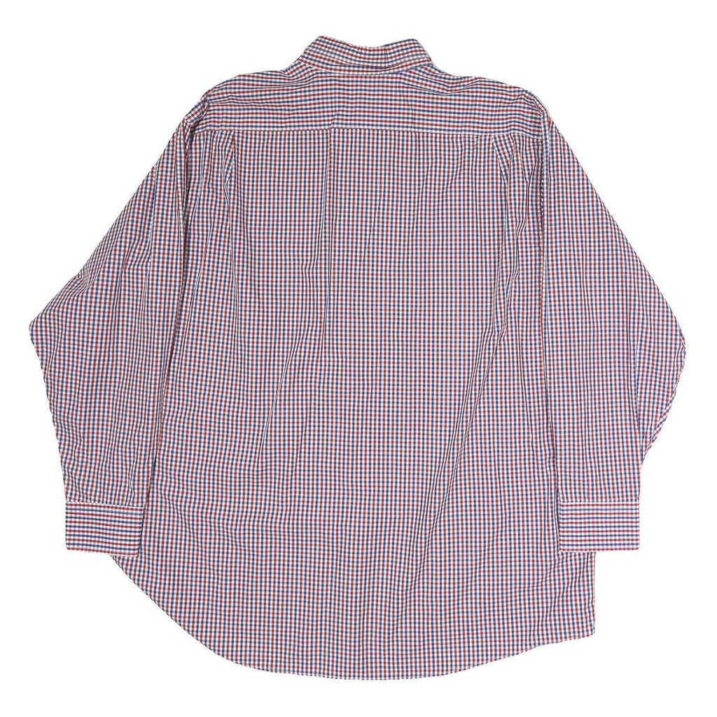 TOMMY HILFIGER Mens Red & Blue Check Shirt 2XL Cotton Button Down Casual Smart