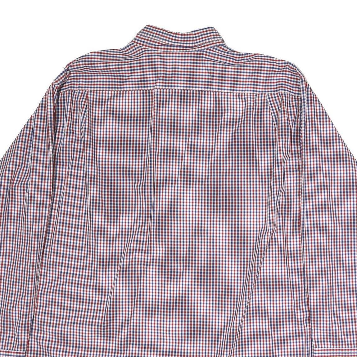 TOMMY HILFIGER Mens Red & Blue Check Shirt 2XL Cotton Button Down Casual Smart