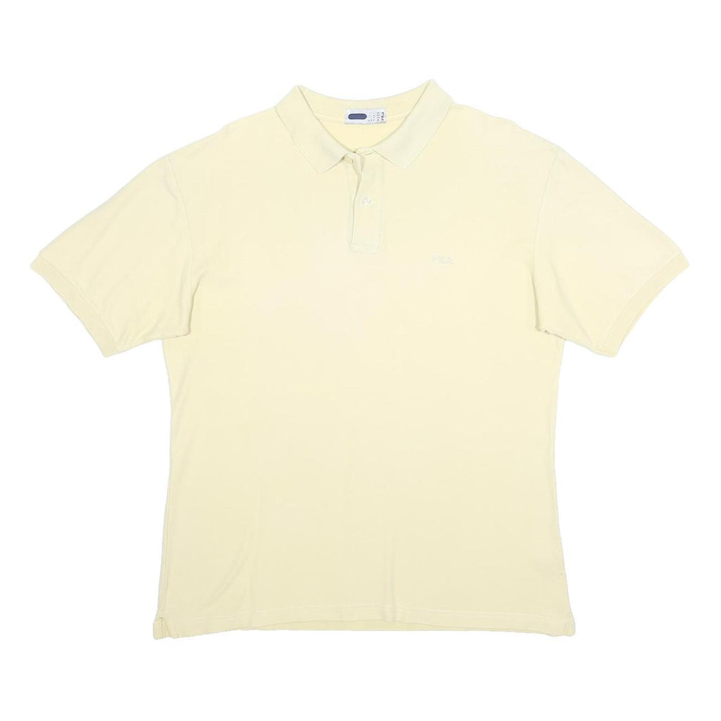 FILA Mens Cream Polo Shirt M Short Sleeve Plain Cotton Casual