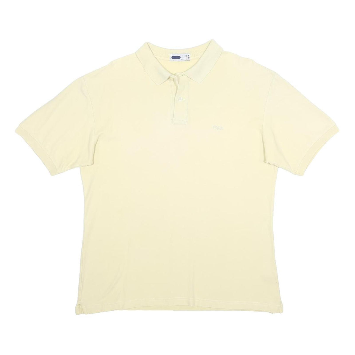 FILA Mens Cream Polo Shirt M Short Sleeve Plain Cotton Casual