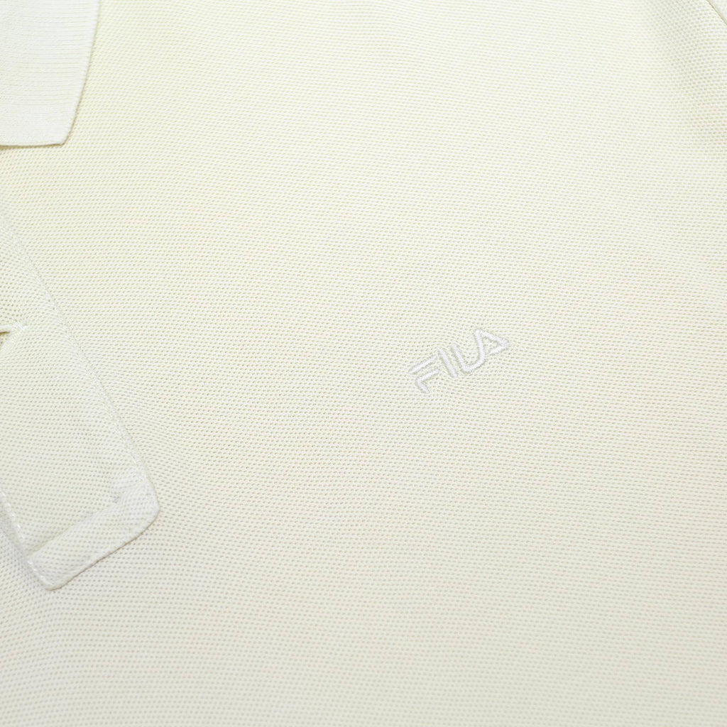 FILA Mens Cream Polo Shirt M Short Sleeve Plain Cotton Casual
