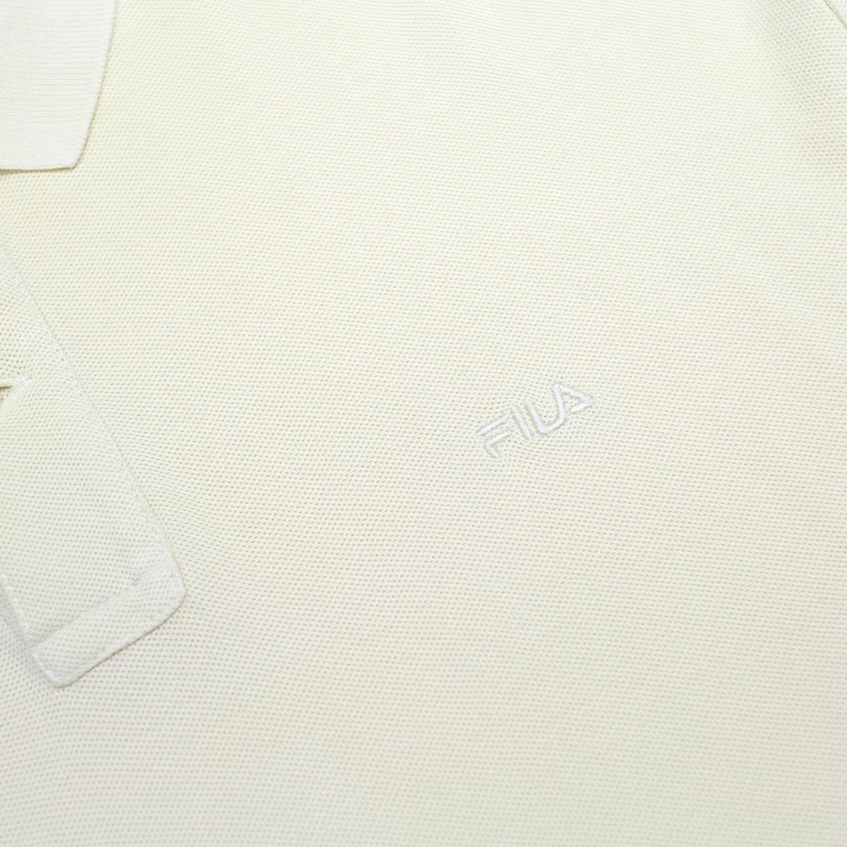 FILA Mens Cream Polo Shirt M Short Sleeve Plain Cotton Casual