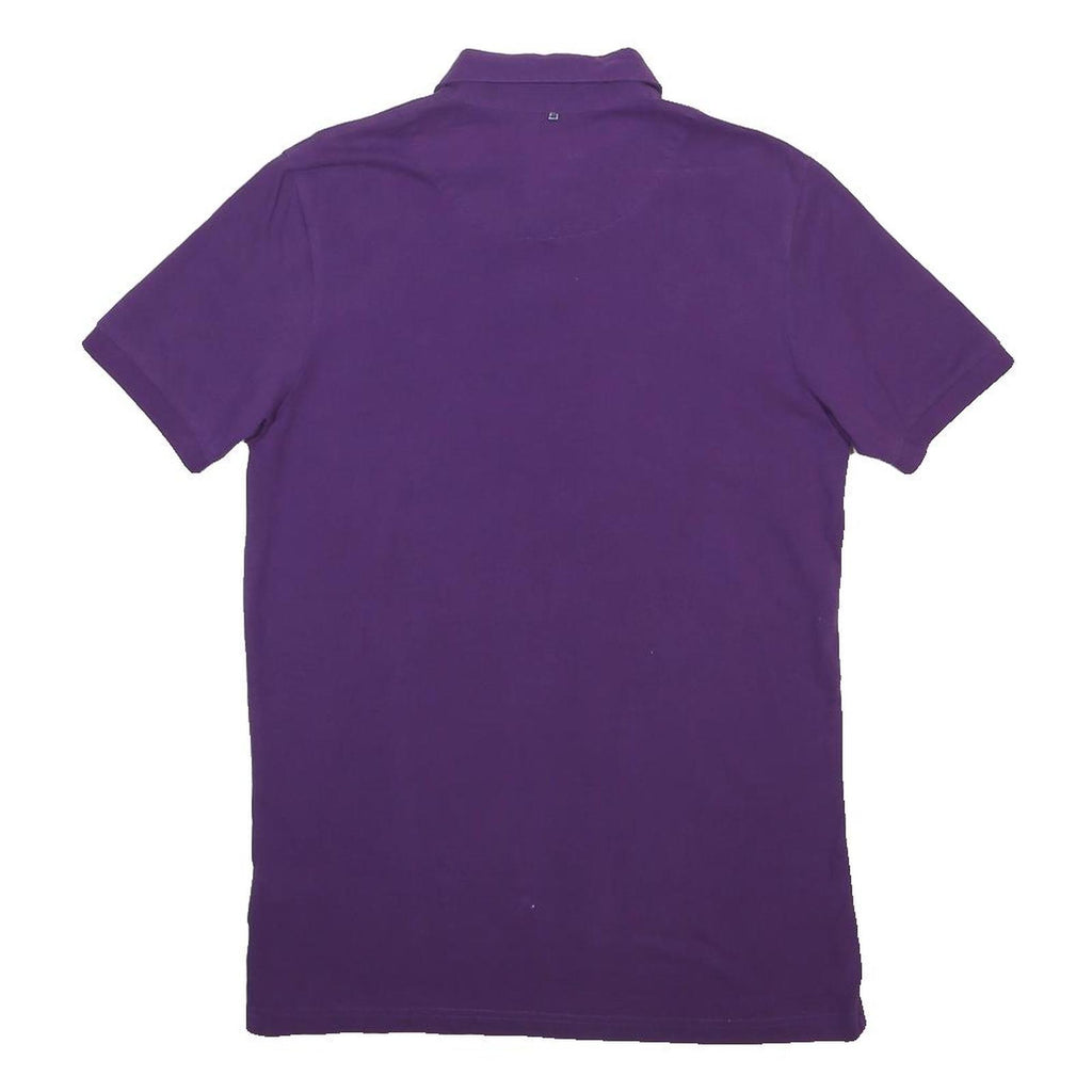 PRETTY GREEN Mens Purple Short Sleeve Floral Collar Polo Shirt XS