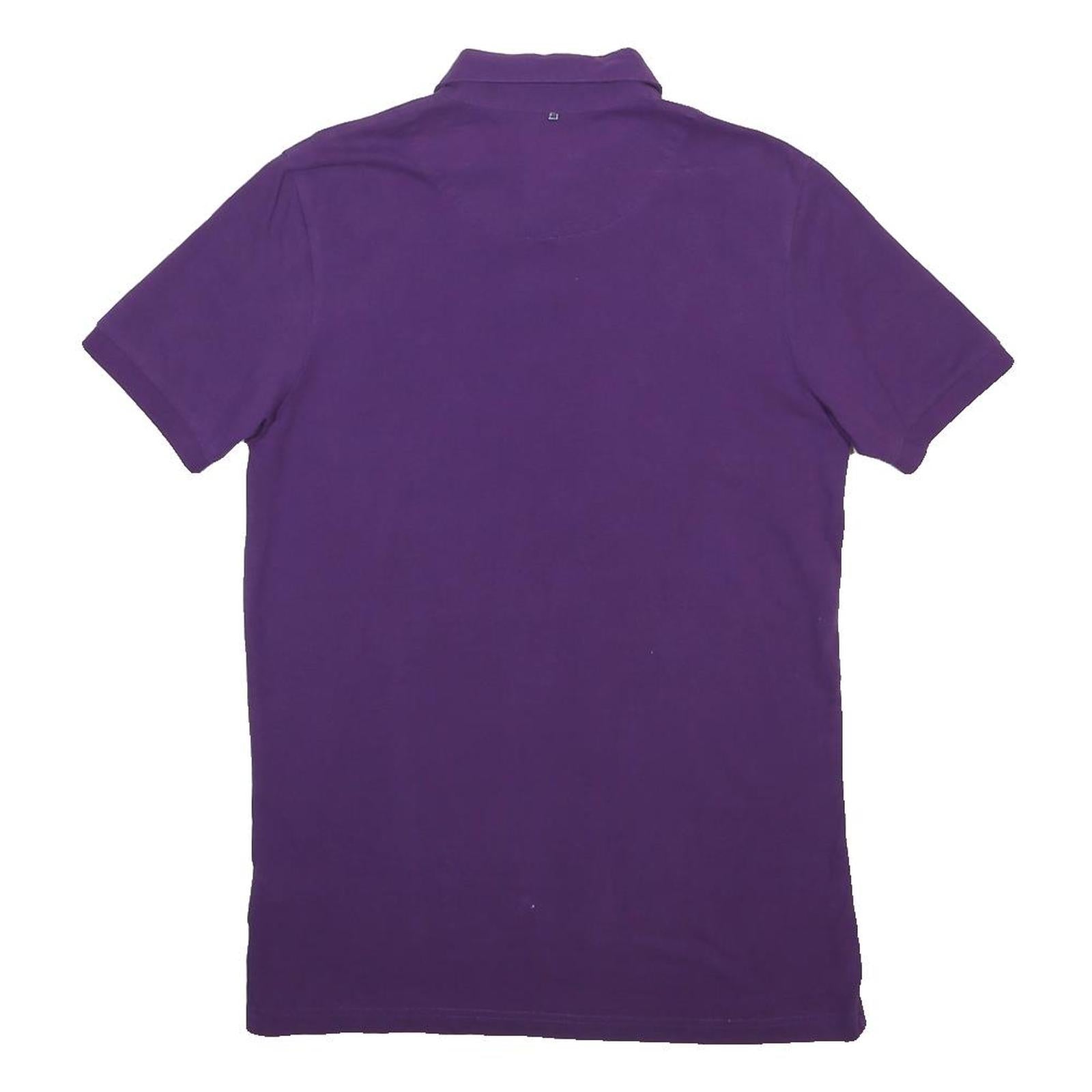 PRETTY GREEN Mens Purple Short Sleeve Floral Collar Polo Shirt XS