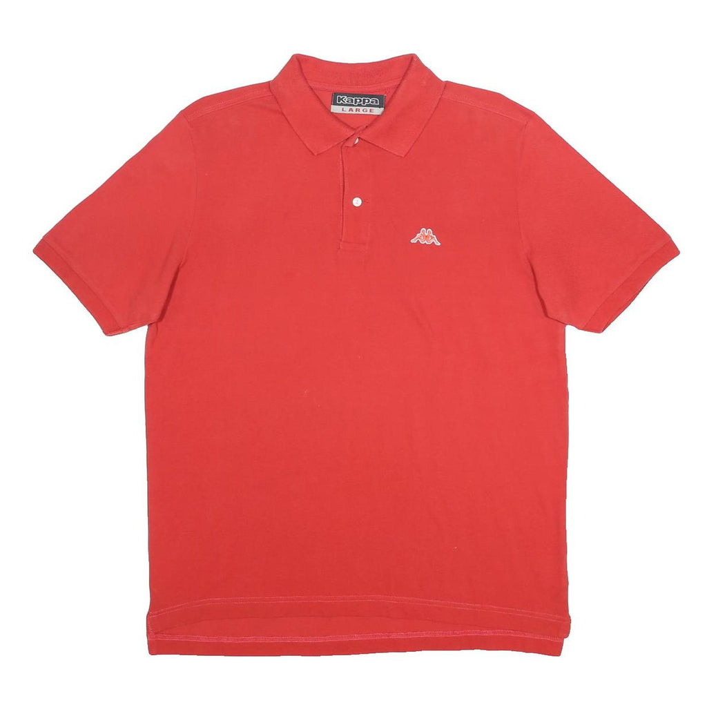 KAPPA Mens Red Short Sleeve Plain Polo Shirt L Casual Cotton Knit