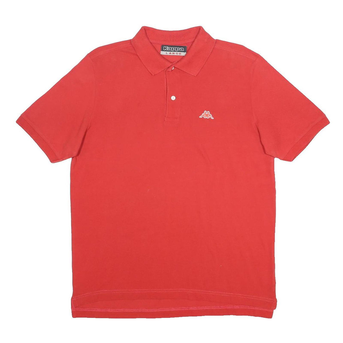 KAPPA Mens Red Short Sleeve Plain Polo Shirt L Casual Cotton Knit